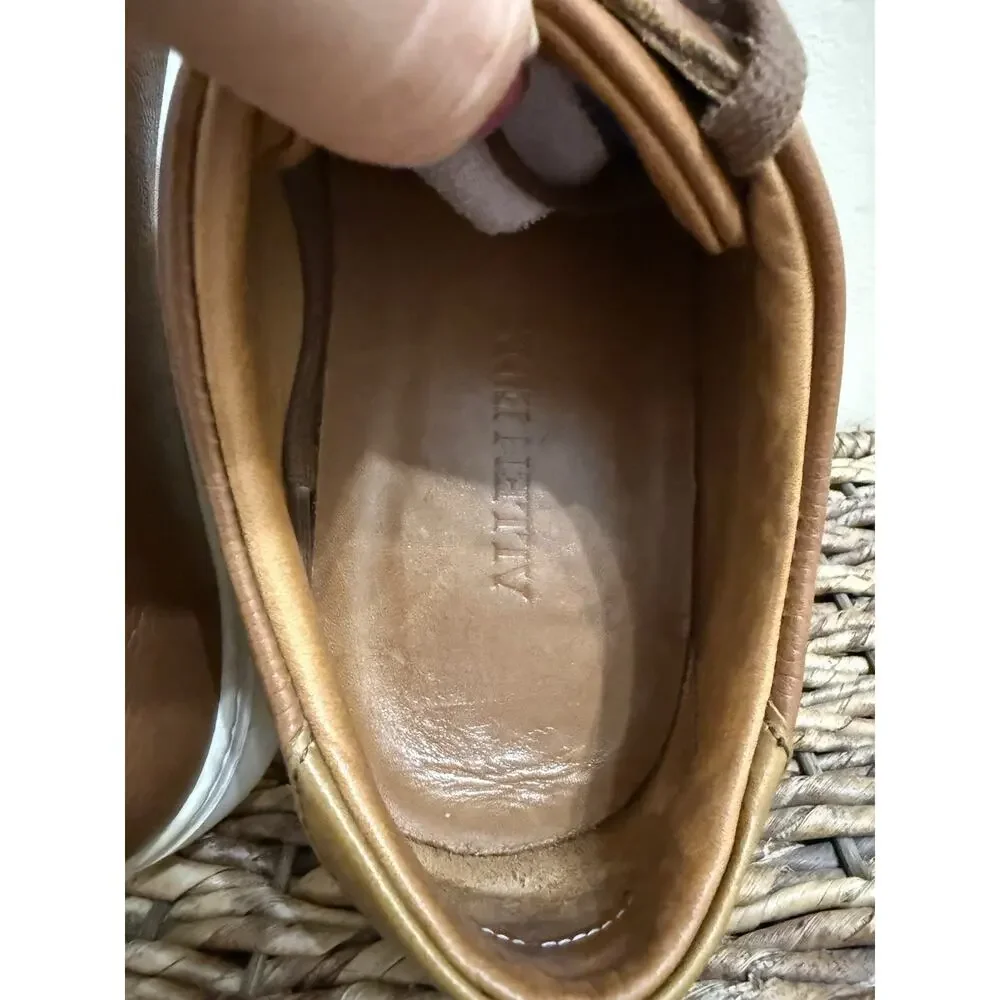 Allen Edmonds “COURTSIDE” Men’s Size 9 D Low-Top Leather Walnut Sneakers nice